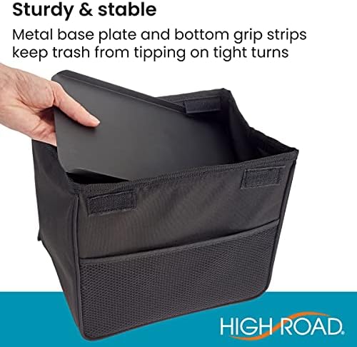Weighted Car Trash Can with Lid, Storage Pocket and Leakproof Liner - Image 5