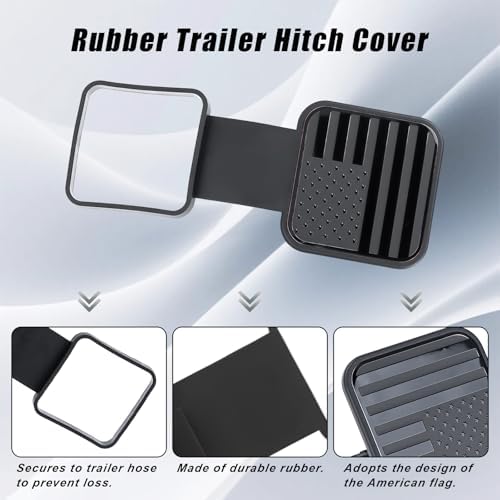 Rubber 2 Inch Trailer Hitch Covers, American Flag Tow Tube Cover Plug Cap - Image 3