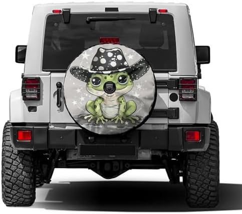 Cartoon Frog Wearing Cowboy Hat Spare Tire Cover by Foruidea