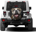 Happy Bulldog Brown Spare Tire Cover by Foruidea