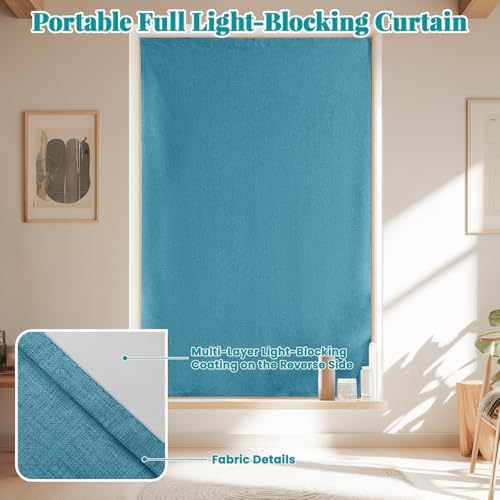 100% Blackout Curtains for Bedroom Stick On Curtains Window Shades Pull Down - Image 5