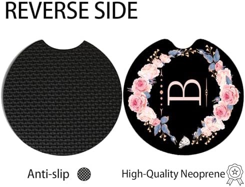 2pcs Letter B Car Coasters, Absorbent Universal neoprener Cup Holder Coasters - Image 4