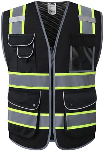 JKSafety Safety Vest for Men Women Reflective Hi Vis JK100 Black 2XL by JKSafety