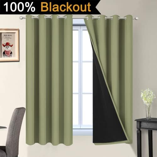 Yakamok 100% Blackout Window Curtain Panels, Heat and Full Light Blocking Drapes - Image 2