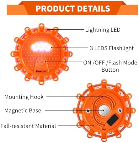 6-Pack LED Road Flares, Rechargeable roadside emergency kit - Image 4