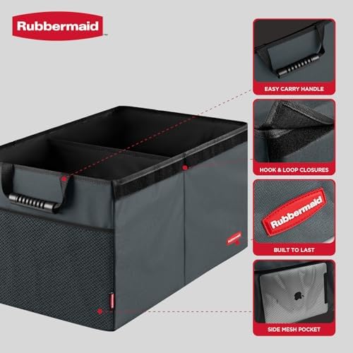 Rubbermaid Car Organizer, Collapsible Trunk Organizer, 2 Compartments - Image 3