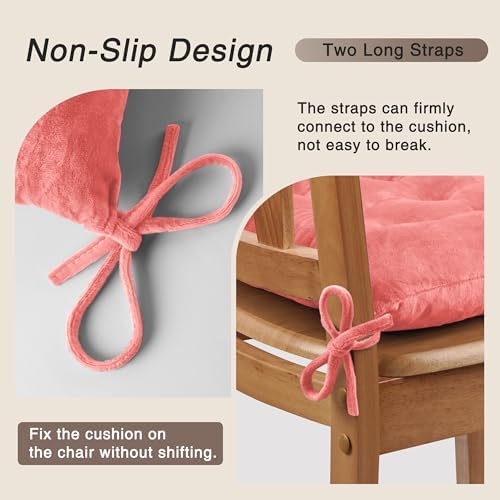 OVOV 4 Pack Chair Cushions for Dining Chairs 15.5"x15.5" Pink - Image 3