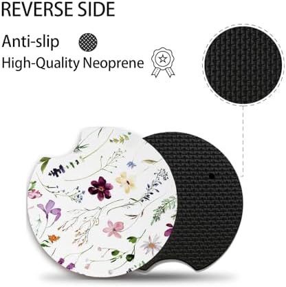 Wildflowers Universal Auto Anti Slip Insert Coasters, 2 Pack Rubber Car Coasters - Image 3