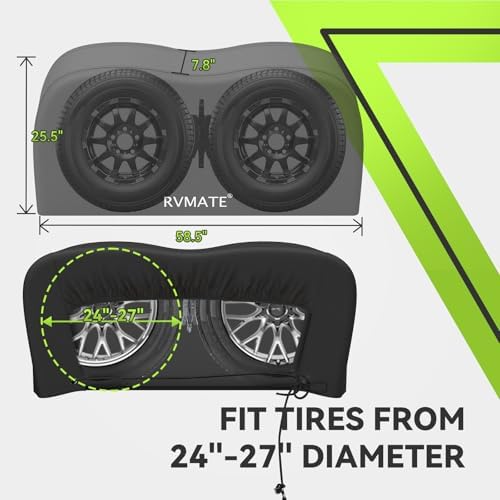 RVMATE RV Tire Covers, Dual Axle Wheel Cover 2 Pack, Fits 24"-27" Dia. Tire - Image 3