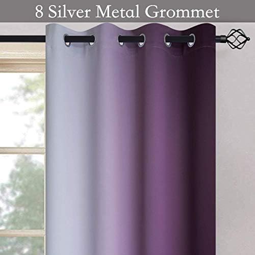 SimpleHome Ombre Purple to Grey White Curtains - Image 5
