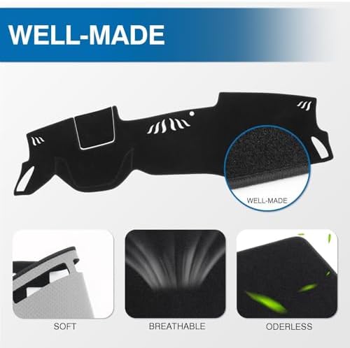 KUST Black Dash Cover for Hyundai Sonata 2020-2023 Polyester Dashboard Cover - Image 4