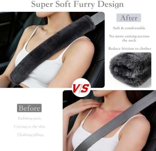 Amooca 19.7in Extra Long Furry Universal Car Seatbelt Cover Shoulder Pad - Image 2