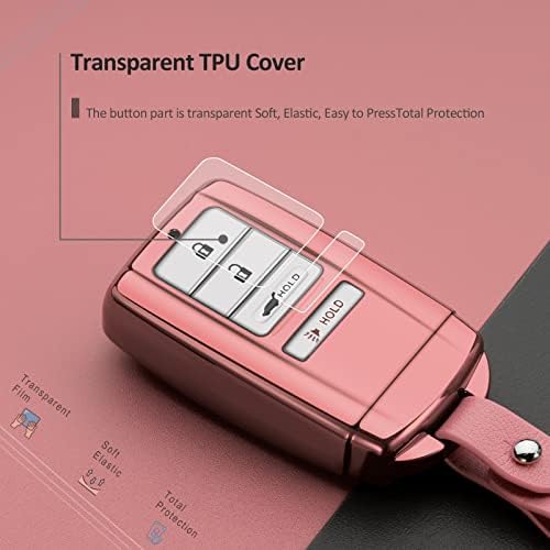 Compatible with Acura Key Fob Cover Key Chain TLX RLX NSX RDX MDX ILX PLX Pink - Image 2
