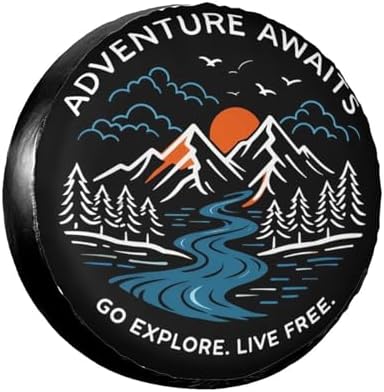 Spare Tire Cover，Adventure Awaits Camper Spare Tire Cover Waterproof Sun - Image 2