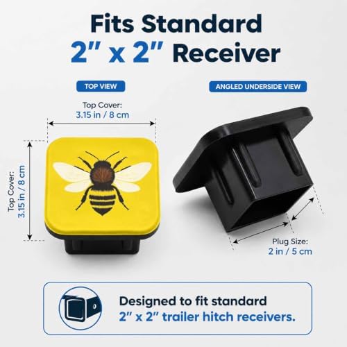 2" Hitch Cover Yellow Bee Rubber Towing Hitch Covers Hitch Protector - Image 2