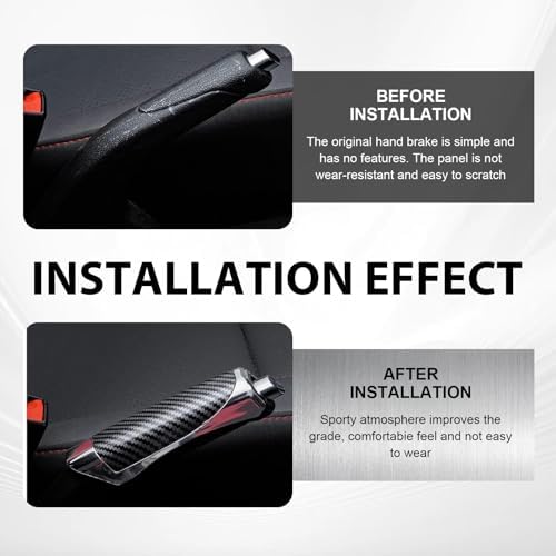 Eratus Car Handbrake Cover, Carbon Fiber Decorative Anti-Scratch Protective - Image 3