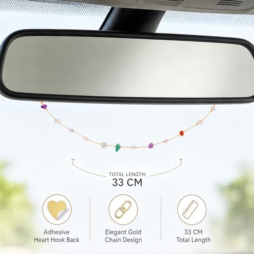 Natural Stone Rearview Mirror Charm Boho Aesthetic Colorful - Image 2