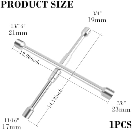Stacool 14-Inch Foldable 4 Way Lug Wrench, Cross Lug Nut Removal Tool/Tire - Image 2