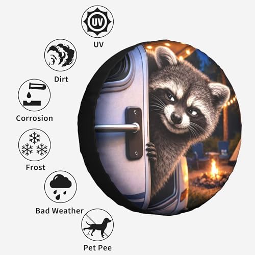 Peeping Raccoon Spare Tire Cover Wheel Protectors Weatherproof Spare Wheel - Image 6