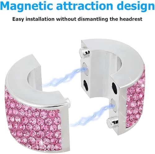 4PCS Crystal Rhinestone Bling Car Headrest Collars, Automotive Magnetic - Image 6