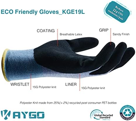 KAYGO Women's Work Gloves, Sandy Latex Grip, Breathable - Image 2