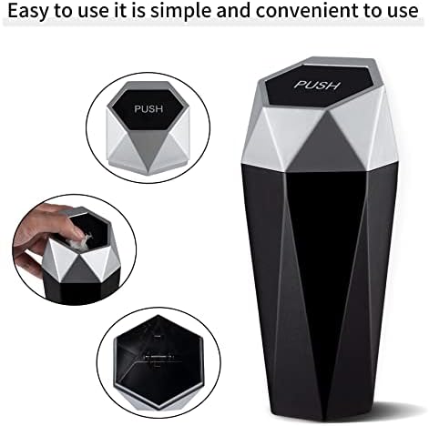 JUSTTOP Car Trash Can with Lid, Mini Diamond Design Portable Trash Can - Image 3