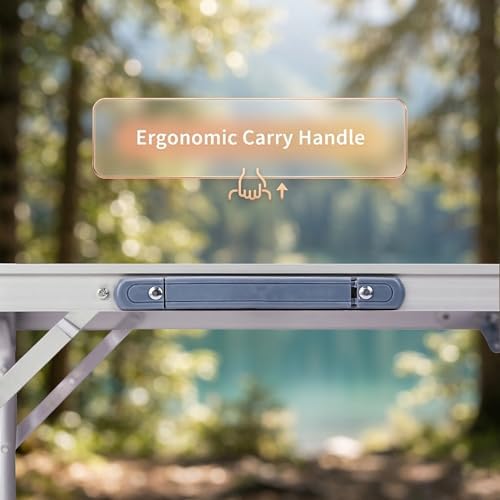 4Ft Portable Folding Table, 3 Adjustable Heights Lightweight Aluminum Camping - Image 6