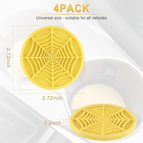 Alpmosn 4PCS Spider Web Car Cup Holders, Halloween Non-Slip Silicone Insert - Image 2