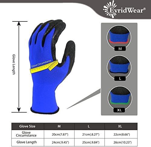 Evridwear Crinkle Latex Rubber Coated Safety Work Gloves - Image 5