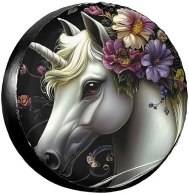 White Horse Floral Art Spare Tire Cover by TZBVTAU