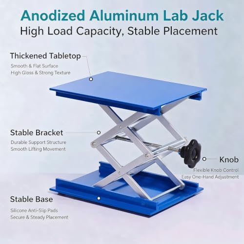 12inch x12inch Lab Jack Stand Platform, Anodized Aluminum Top Deck Laboratory - Image 6