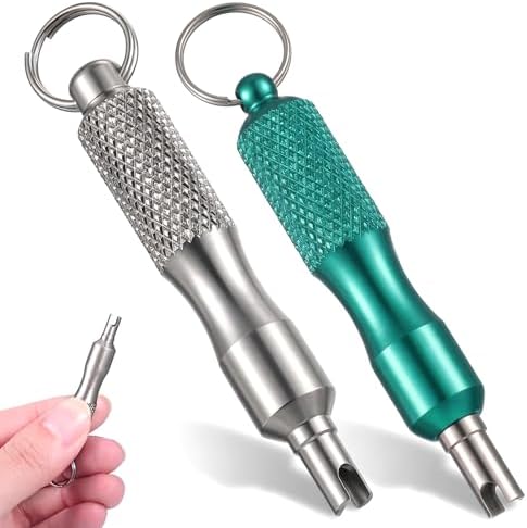 2 PCS Valve Core Removal Tool Keychain, Stainless Steel Tire Valve Stem Tool by Unknown
