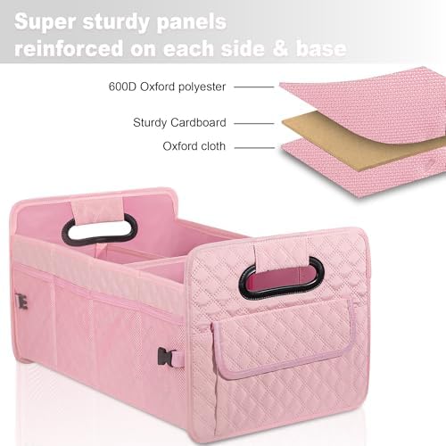 Car Trunk Organizer for SUV, Collapsible Car Storage Organizer Large Pink - Image 4
