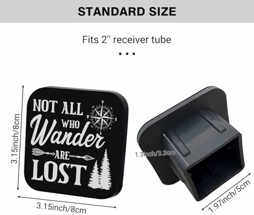 Swono 2 inch Receiver Hitch Cover Not All Who Wander are Lost Pattern Trailer - Image 2