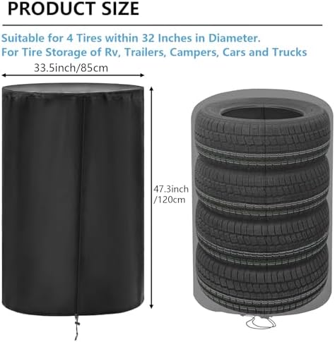 Tire Covers for Storage, Durable Tire Storage Bag Waterproof Tire Dust - Image 2