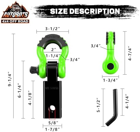 AUTOBOTS Tow Hitch Receiver 2" Shackle Hitch Receiver Green - Image 4