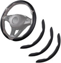 Car Steering Wheel Cover Leather 14.5-15 in Universal 3Pcs Set Black by HOME