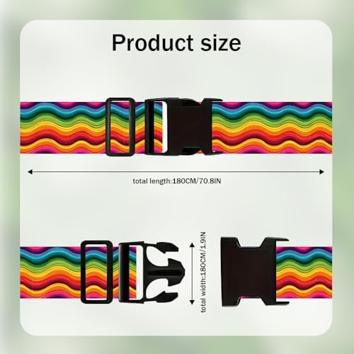 2 Pack Luggage Straps for Suitcases Rainbow Wave Design for Travel Trips - Image 3