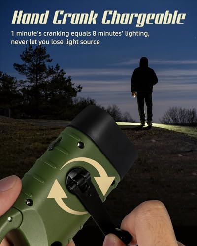 SEANCHEER Hand Crank Solar Powered Flashlights, Compact Emergency Rechargeable - Image 5