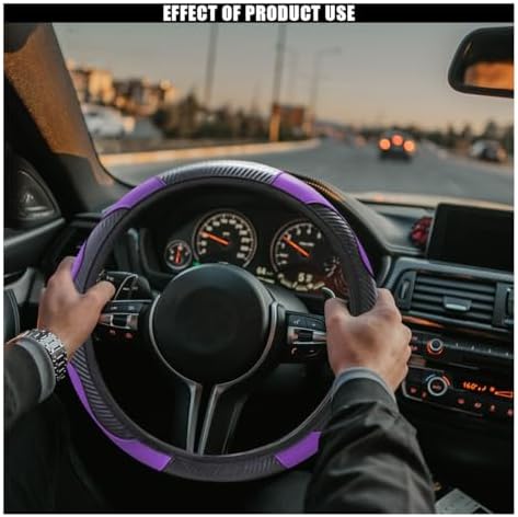 KITUREK 15" Car Steering Wheel Cover, Carbon Fiber Leather - Image 6