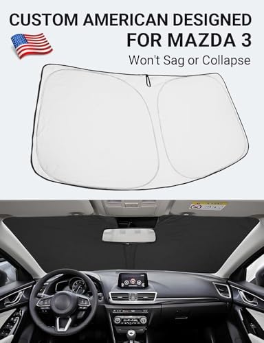 Proadsy Custom Fit 2014-2018 Mazda 3 Windshield Sun Shade, Blocks Heat - Image 2