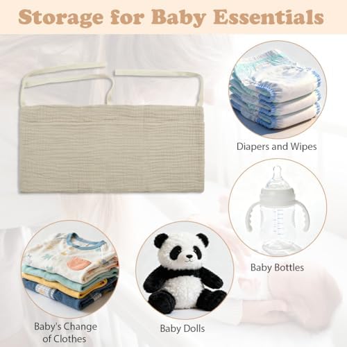 flintronic Baby Bedside Hanging Bag, Cotton Baby Bed Storage Hanging Bag - Image 4