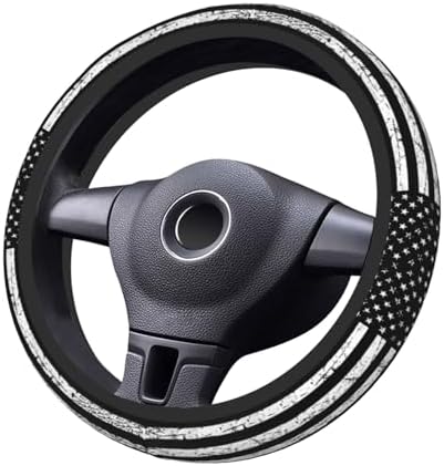 KARREAL Black White American Flag Elastic Steering Wheel Cover - Image 2