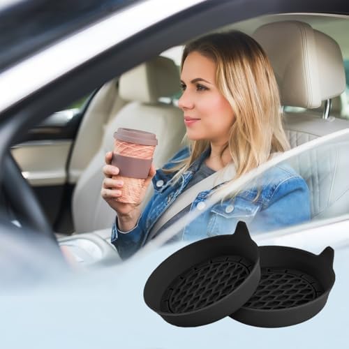 Zpana 4PCS 3.15 Inch Car Cup Holder Coasters Silicone Non-Slip Black - Image 6