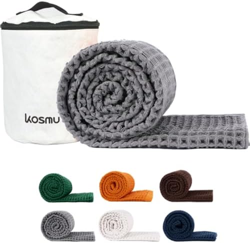 Luxury Organic Japanese Cotton Waffle Bath Towel | Thick, Quick Dry Bathroom by KOSMU