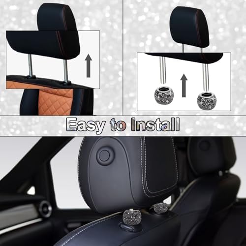 BFXM 4 Pcs Car Headrest Collars, Bling Head Rest Collars Rings Decoration - Image 5