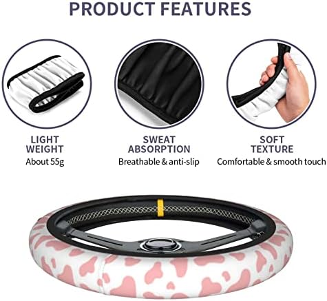 Pink Cow Print Steering Wheel Cover - Image 5