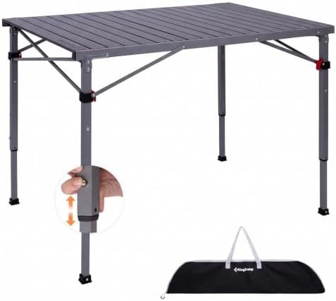 KingCamp 265lbs Adjustable Camping Table Foldable, Aluminum Camp Table by KingCamp