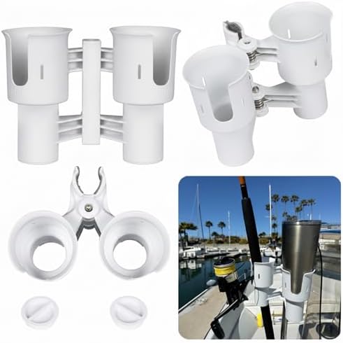 ROBOCUP, Patented Clamp On Boat Cup Holder |Multifunction Dual Drink Caddy - Image 2