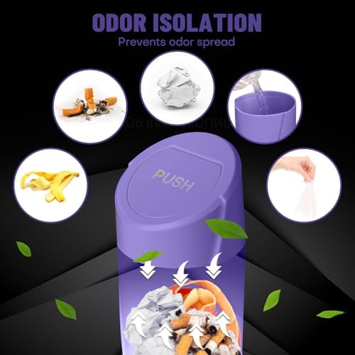 Car Trash Can Bin with Lid-2 Packs Car Garbage Can Cup Holder-Purple Mini - Image 4